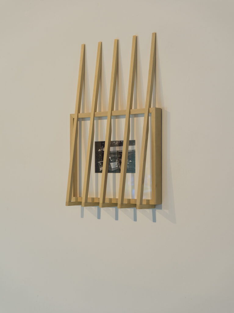 Installation view showing a photgraph on the walls in a dark exhibition space.